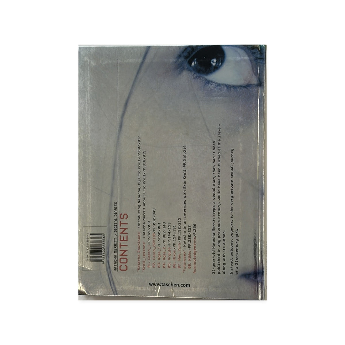Back cover of Natacha Merritt — Digital Diaries, Taschen 2004 paperback