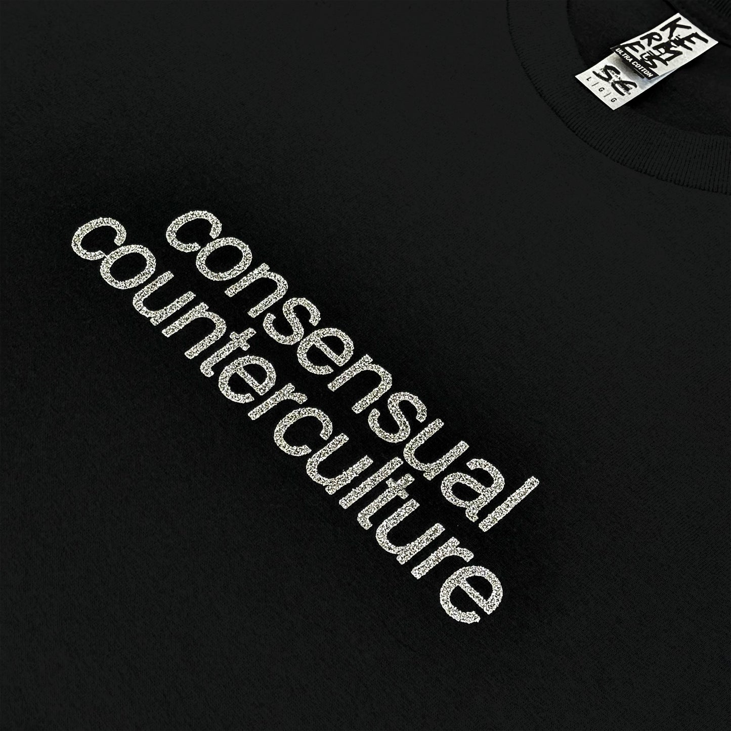 "CONSENSUAL COUNTERCULTURE" GLITTER SHORT-SLEEVED TEE