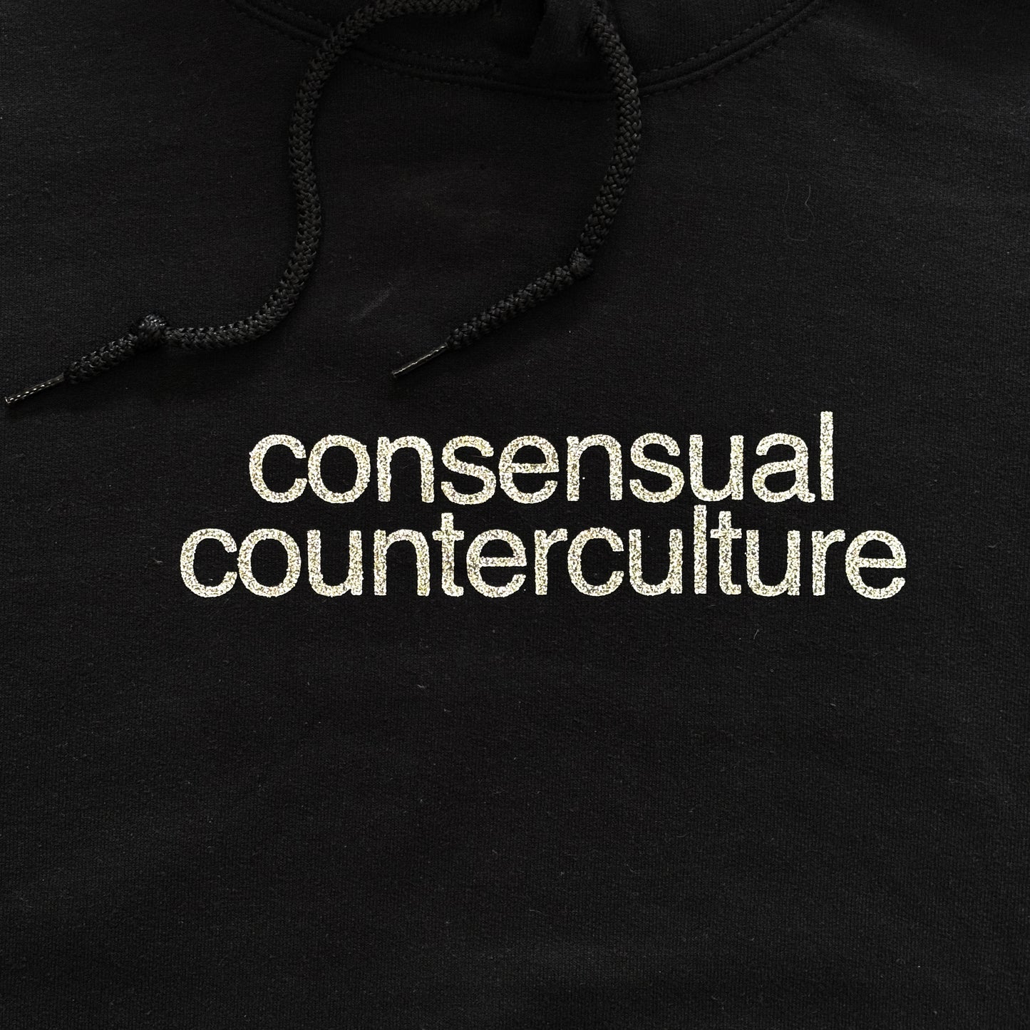 "CONSENSUAL COUNTERCULTURE" GLITTER LOGO HOODIE