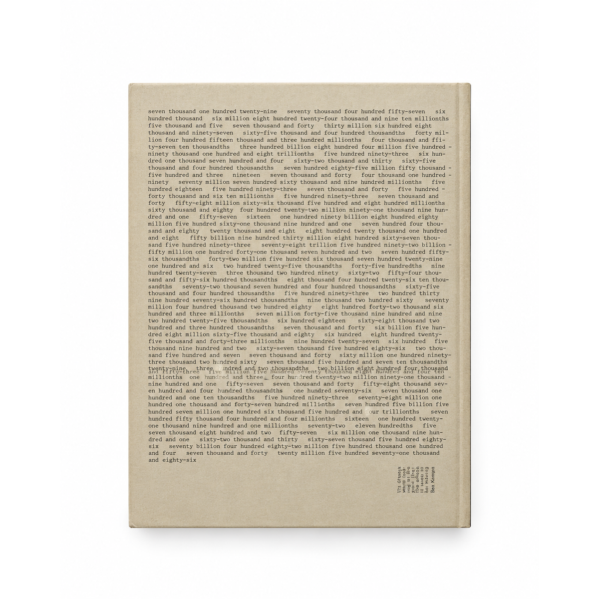 On Kawara — Whole and Parts, 1964–1995 (1996), back cover